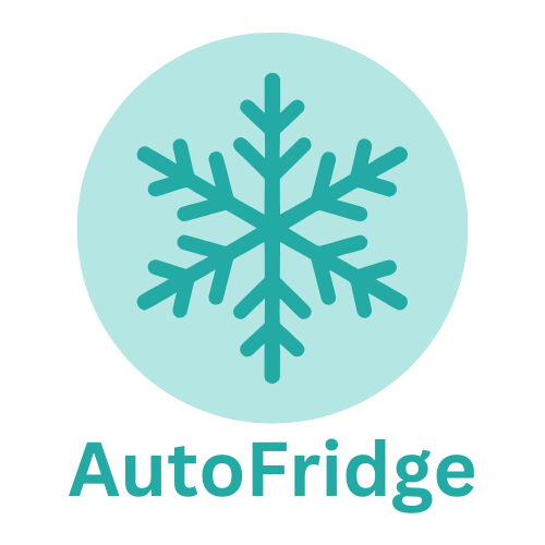 A dark teal snowflake over a light teal circle with the text AutoFridge underneath in bold.