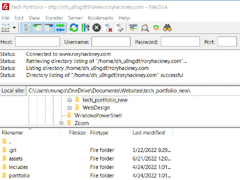 Screenshot of FileZilla