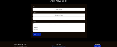 Form for submitting a book to the database in dark mode.