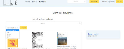 The Book Shelf website displays several book reviews over a light blue and yellow design.